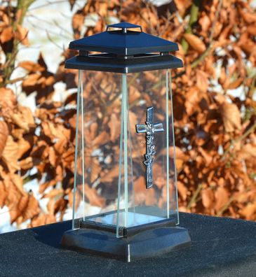 Grablaterne mit Kreuz Grablampe Grablicht für Grab