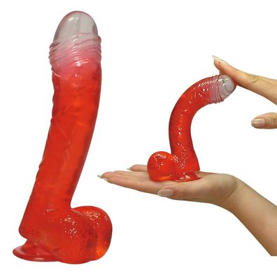 NMC Dildo mit weißer Eichel Saugfuss auch Anal 17cm biegsam Buttcock Rot