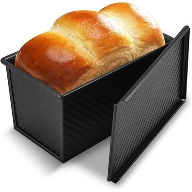 Pullman Loaf Pan with Lid, 1 lb Non-Stick Carbon Steel Bread Pan JT157
