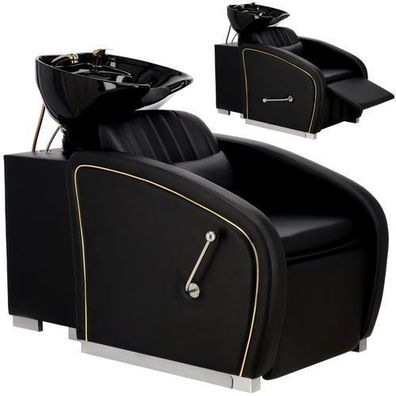 Professionelle Friseurwaschanlage Imperia mit Keramikbecken, Schwarz
