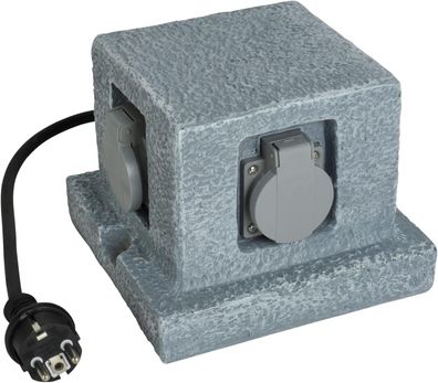 UNITEC Steckdosenverteiler Garten in Steinoptik – 4 Steckdosen