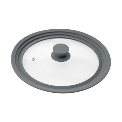 bremermann Universal-Glasdeckel mit Silikonrand, 24/26/28 cm, mittel (grau)