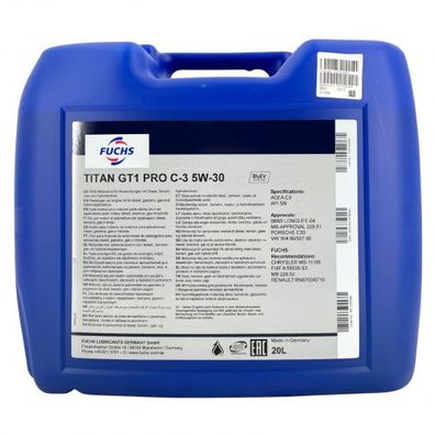 Fuchs Titan GT1 PRO C-3 5W-30 20 Liter