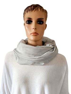 Blogger Loop Schal Tuch Halstuch Schlauchschal mit Seide Pünktchen Hellgrau/Weiß