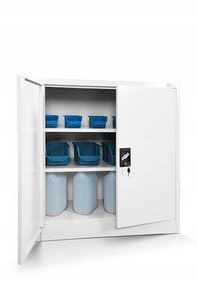 Kleiner Aktenschran Büroschrank mit Flügeltüren 93 x 90 x 40 cm Weiß