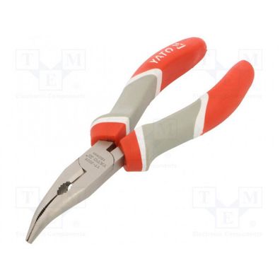 Gebogene Flachrundzange, Telefonzange, Spitzzange 160mm mit Schneide
