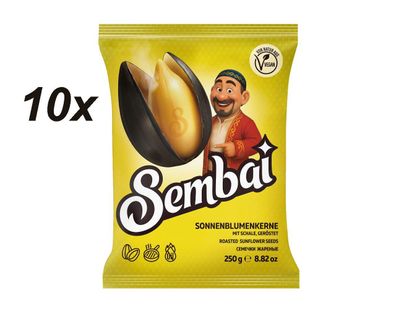 Sonnenblumenkerne Sembai 10 x 250 g schwarz geröstet ungesalzen ungeschält