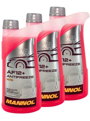 Mannol Antifreeze Kühlerfrostschutz AF12+ (-40 °C) Longlife 3x1 Liter