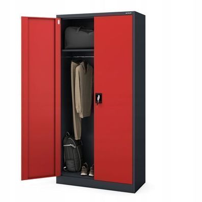 Metallschrank Aktenschrank Werkzeugschrank Umkleideschrank 185x90x45 cm anthrazit-rot