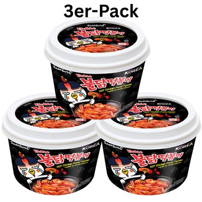 3er-Pack Samyang Buldak Topokki Tteokbokki Hot Chicken Cup 185g