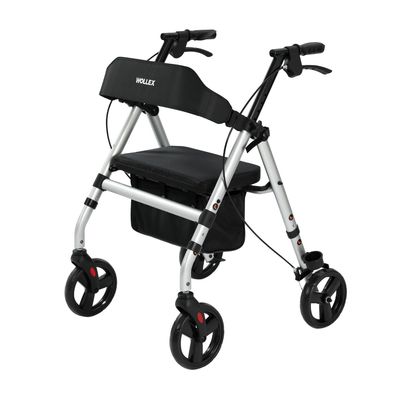 maxErgo Rollator Silber Gehhilfe für Outdoor Indoor zugelassen als Medizinprodukt