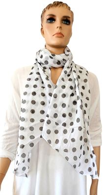 Italy Blogger Schal Tuch Halstuch Seide/Baumwolle asymetrisch große Punkte Weiß