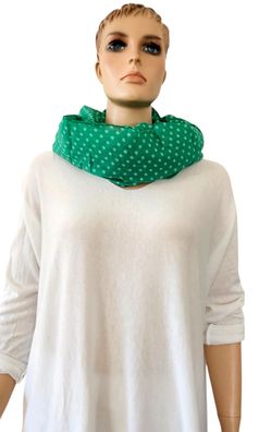 Italy Blogger Schal Loop Schlauchschal Rundschal mit Seide mittelgroße Punkte Grün