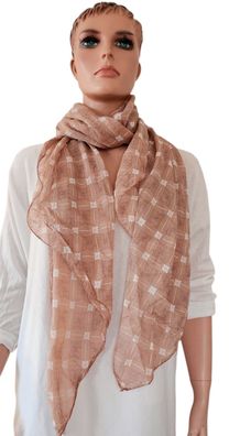 Blogger Italy Schal Tuch Halstuch Seide/Baumwolle asymetrisch Blüten Taupe/Weiß