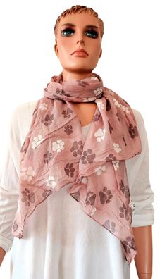 Blogger Italy Schal Tuch Halstuch Seide/ Baumwolle asymetrisch Pfötchen Altrosa