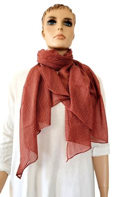 Italy Blogger Schal Halstuch Scarf Seide/Baumw. asymetrisch Karoprint Rotbraun