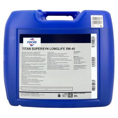 Fuchs Titan Supersyn Longlife 5W-40 20 Liter