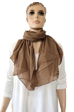 Italy Blogger Schal Halstuch Scarf Seide/Baumw. asymetrisch dezenter Print Brauntöne