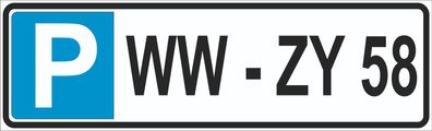 Privatparkplatz Schild mit Kfz-Zeichen oder Wunschtext Größe 330 x 100 x 4 mm
