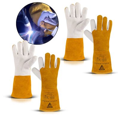 Stahlwerk Schweißerhandschuhe 2er Set Arbeitshandschuhe Echtleder hitzebeständig