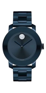 Movado Bold Damenuhr dunkelblau Edelstahl moderne Designer Uhr