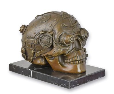 Bronze Skulptur Steampunk Totenkopf Replikat Retro Design Dekoration