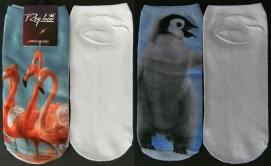 Sneaker Socken Flamingo Pinguine Vogel Vögel Strümpfe Tier Tiere Zoo Socke kurz neu