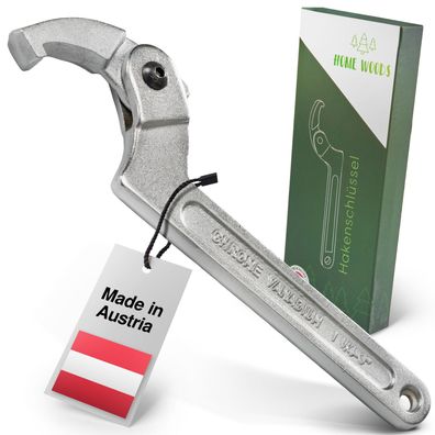 HOME WOODS C-Hakenschlüssel verstellbar 32-76 mm - Nut-Hakenschlüssel aus Stahl - Rut