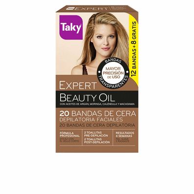 BEAUTY OIL bandas de cera faciales depilatorias 12 + 8 uds