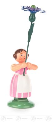 Ostern &amp; Frühjahr Blumenmädchen mit Kornblume H=ca 11 cm NEU Erzgebirge