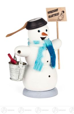 Räuchermann Schneemann "Vorsicht Glatteis" BxHxT 10cmx13,5cmx6 cm NEU Erzgebirge