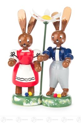 Ostern &amp; Frühjahr Hasenpaar auf Sockel B= x H=ca 7 cmx10,5 cm NEU Erzgebirge