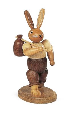 Osterfigur Hase Wandersmann natur klein Höhe 11 cm NEU Osterdeko Osterhasenfigur