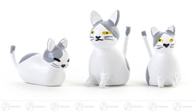 Miniatur Katzenfamilie (3) H=ca 2,5 cm NEU Erzgebirge Weihnachtsfigur Holzfigur