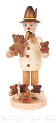 Räuchermann Teddyhändler BxHxT 11,5 cmx25 cmx11 cm NEU Erzgebirge Rauchmann