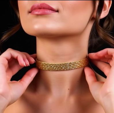 Handgefertigtes Glitzer-Halsband von Götz Barner 16 mm Choker verschiedene Farben