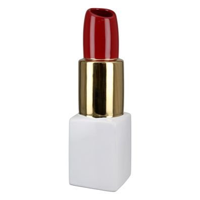 Gilde Vase, "Milano", Keramik, rot, goldfarben, VE 2, L. 9 cm, B. 9 cm, H. 30 cm
