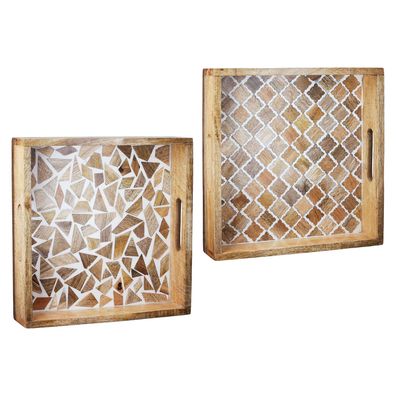 Gilde Tablett, quadratisch, "Taverno", Mangoholz, naturfarben, L. 38 cm, B. 38