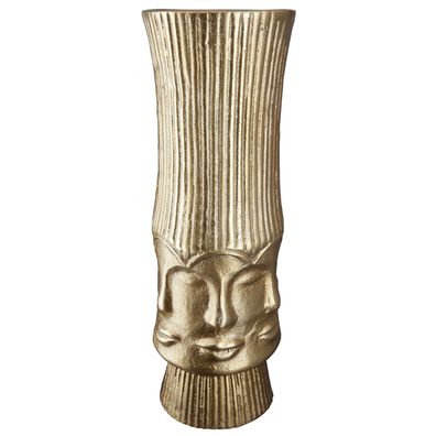 Gilde Gesichtsvase, "Face", Gesichtsmotiv, Aluminium, goldfarben, VE 1, H. 35 cm,