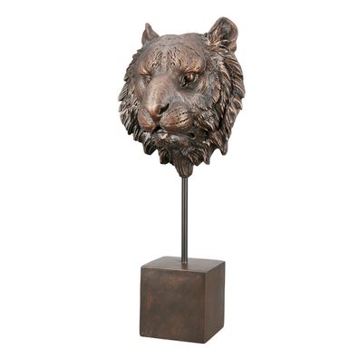 Gilde Skulptur, "Antique", Tigermotiv, Kunstharz, bronzefarben, VE 1, L. 17 cm,