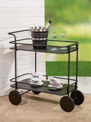 Gilde Servierwagen, "Servizio", Metall, schwarz, VE 1, L. 43 cm, B. 75 cm, H. 73