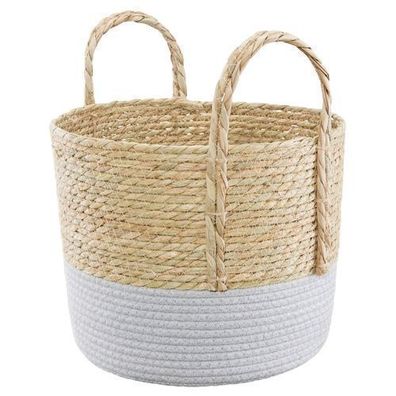 Flechtkorb mit Griffen Boho 30 x 26 cm grau Ambition