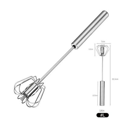 10/12/14inch Stainless Steel Egg Whisk, Hand Push Rotary Whisk Blender