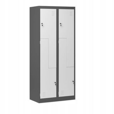 Umkleideschrank Metallschrank Flügeltür Lüftungsschlitzen 185x80x45cm Anthrazit-Weiß