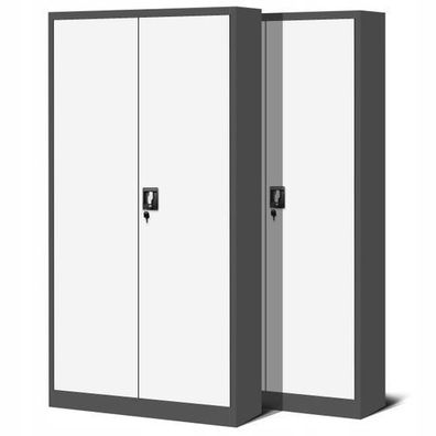 2er Set Aktenschrank Metallschrank Büroschrank 195 cm x 90 cm x 40 cm Anthrazit/Weiß