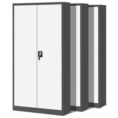 3er Set Aktenschrank Metallschrank Büroschrank 195 cmx 90 x 40 cm Anthrazit/Weiß