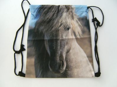 Turnbeutel Tiere Pferd, Pony Rucksack Tasche Sportbeutel Schultertasche Tier Sack Bag