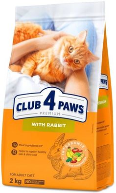 CLUB 4 PAWS Premium für Katzen mit Kaninchen 2kg Adult Katzen