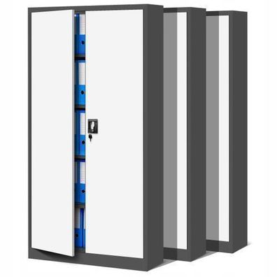 3er Set Aktenschrank Metallschrank Büroschrank 185 cm x 90 x 40 cm Anthrazit/Weiß