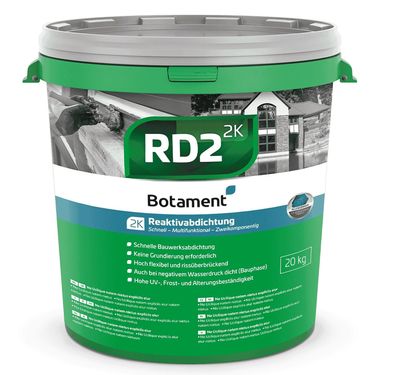 20kg Botament RD 2 The Green 1 Reaktivabdichtung Bauwerksabdichtung Dickbeschichtung